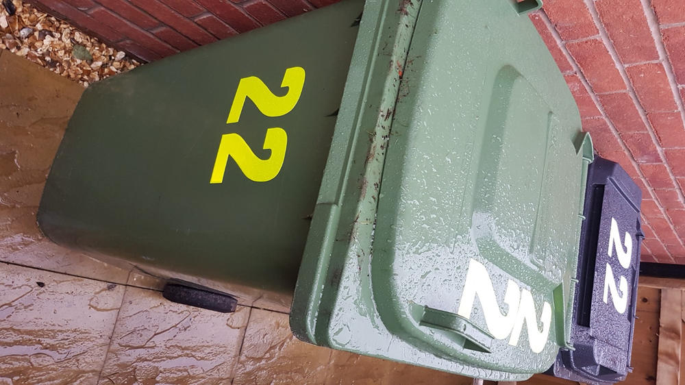 High Visibility Light Reflective Yellow 17cm Wheelie Bin Number - Customer Photo From Andrew Norris