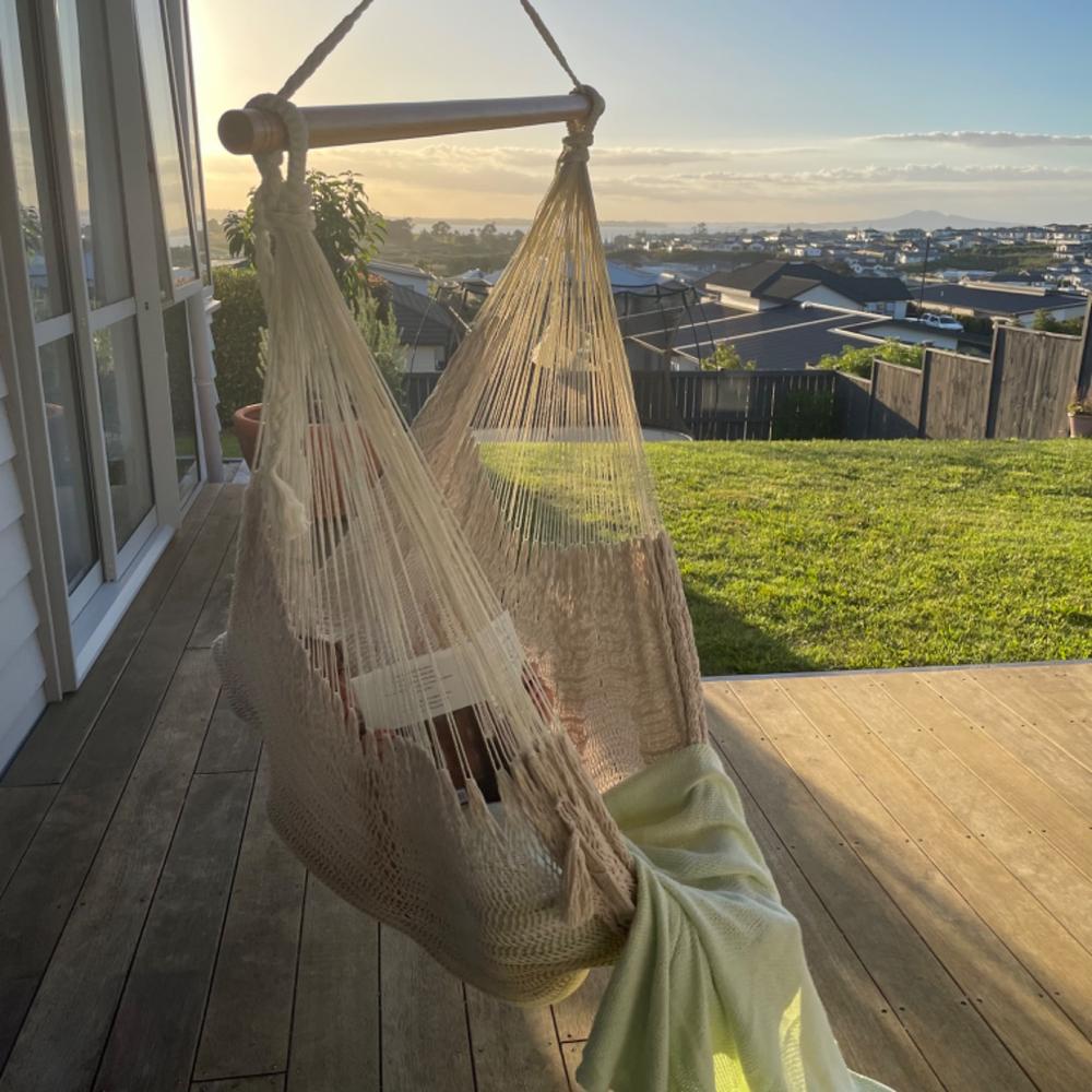 Mexican Chair Hammock - Natural White - Customer Photo From Sara Langdon