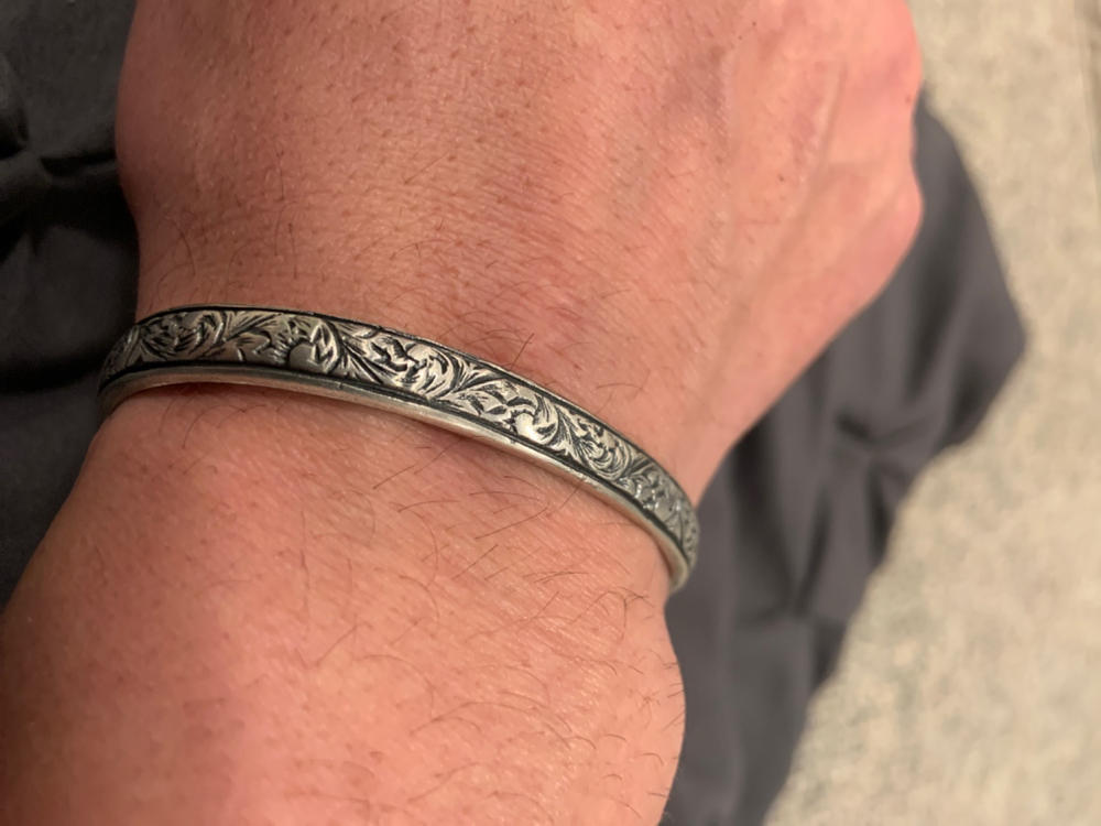 Hand-Engraved Silver Bangle
