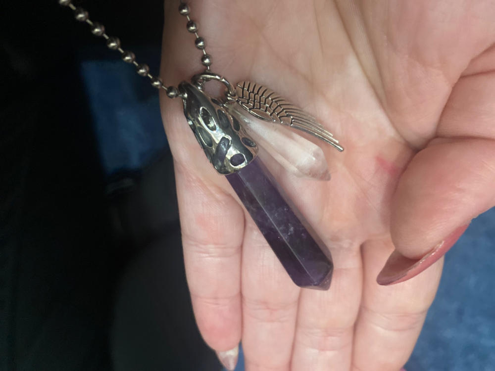 Amethyst Guardian Stones Necklace - Large Point - Customer Photo From Nicole V.