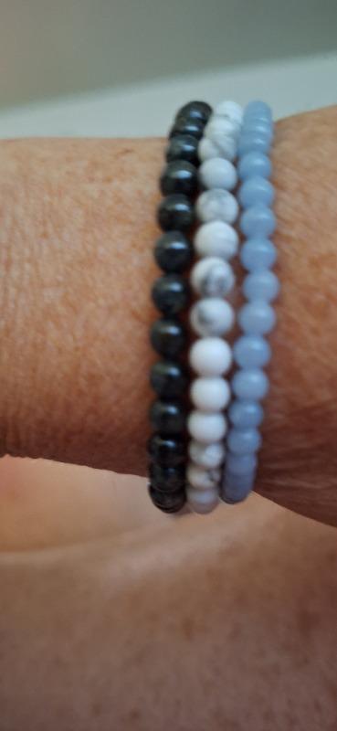 Howlite Bracelet, 4mm Round Beads - Customer Photo From Linda H.