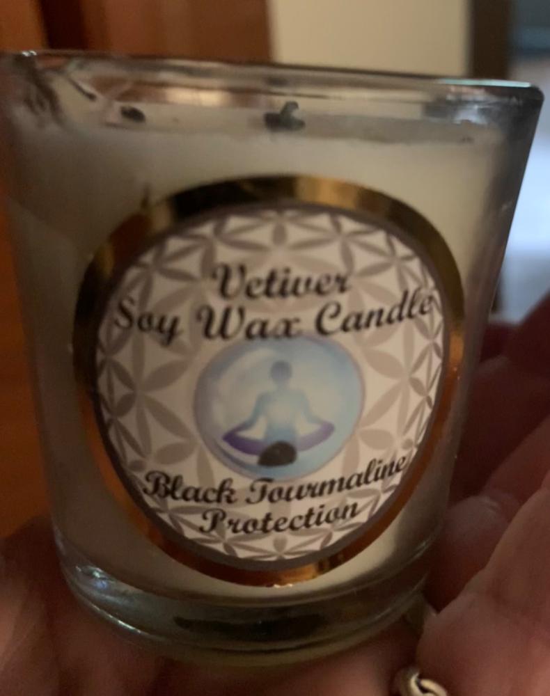 Protection Soy Candle - Vetiver with Black Tourmaline - Customer Photo From Christine Z.