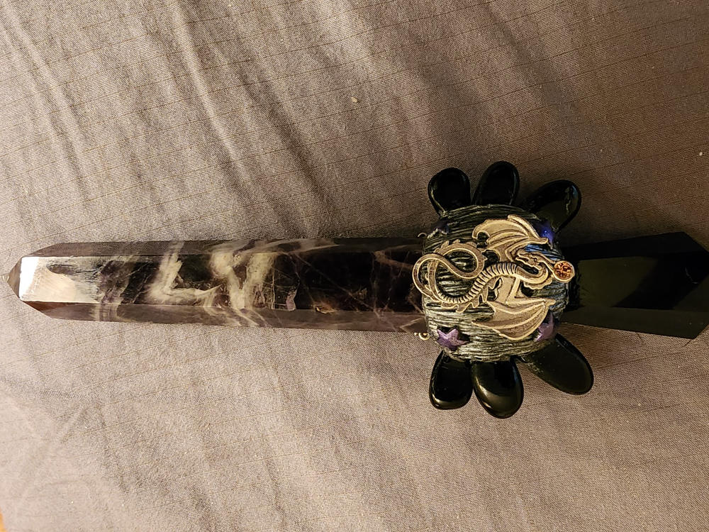 Obsidian and Chevron Amethyst Athame - Customer Photo From Leda H.