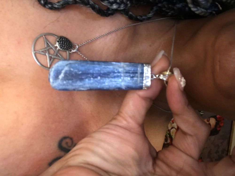 Kyanite Slab Pendant - Customer Photo From Katherine Boren