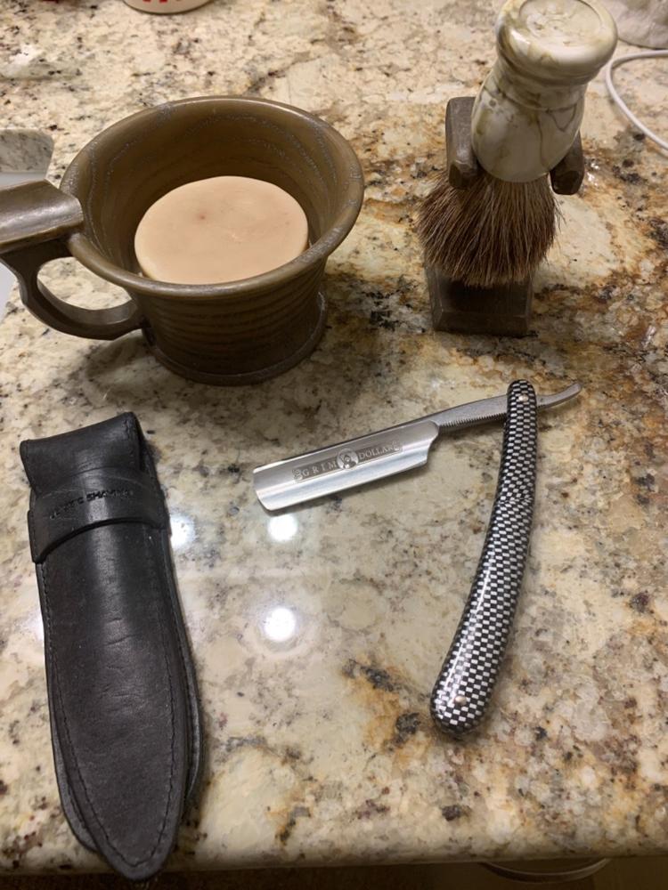 The Grim Dollar - 6/8" Round Point Classic Straight Razor - Customer Photo From Michael Leaverton