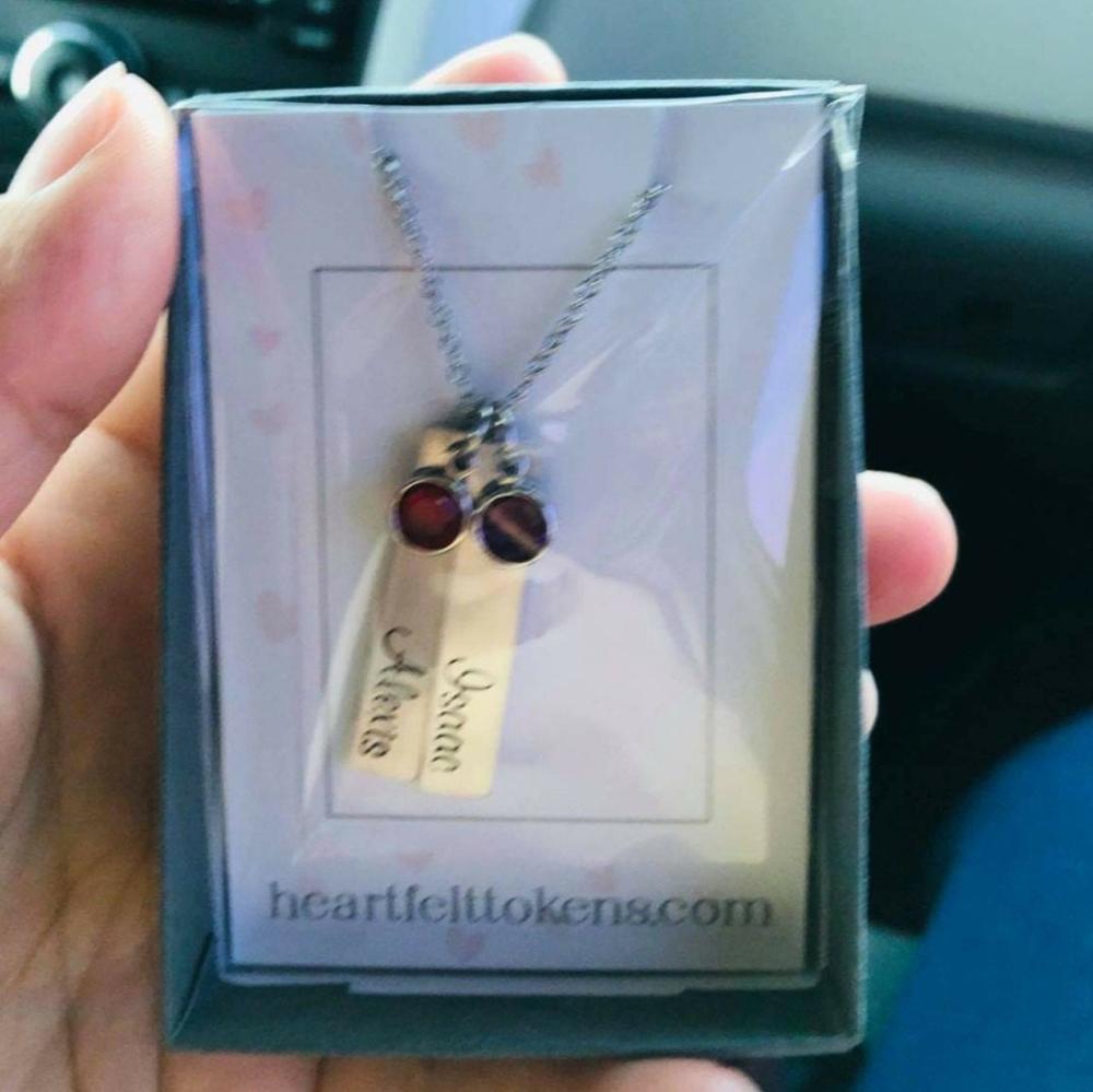 Personalized Name Tags with Birthstones - Customer Photo From Angie Greenholt