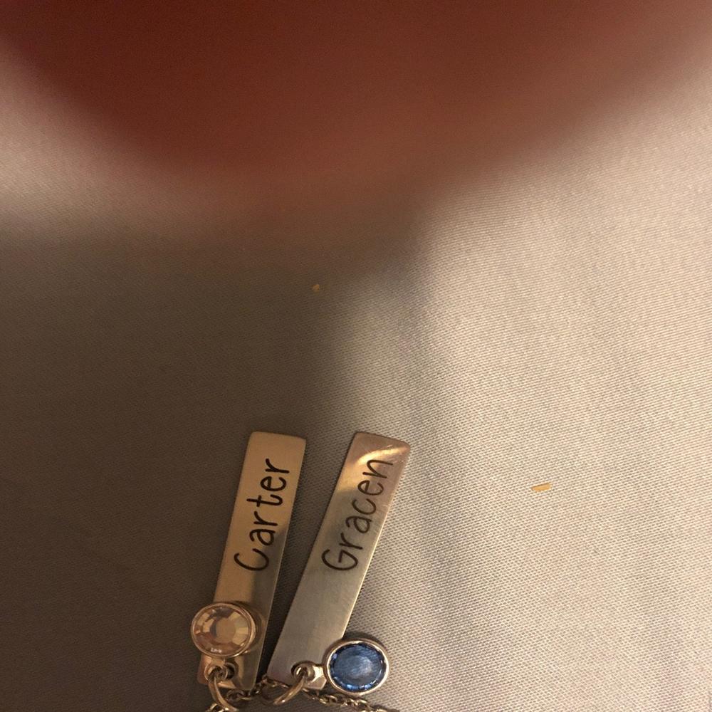 Personalized Name Tags with Birthstones - Customer Photo From Tara Bauch