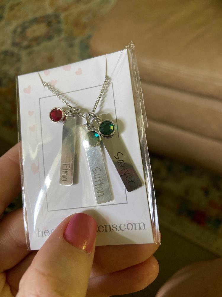 Personalized Name Tags with Birthstones - Customer Photo From Brianna Cole