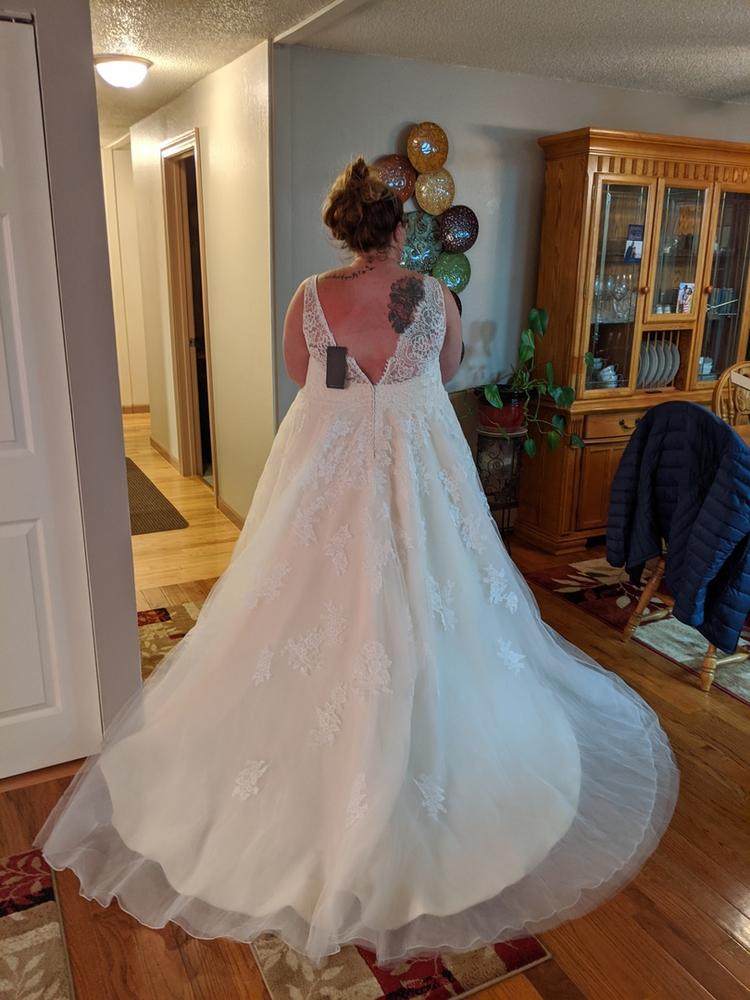 A-Line V-Neck Court Tulle Lace Wedding Dress CWAT16004 – COCOMELODY