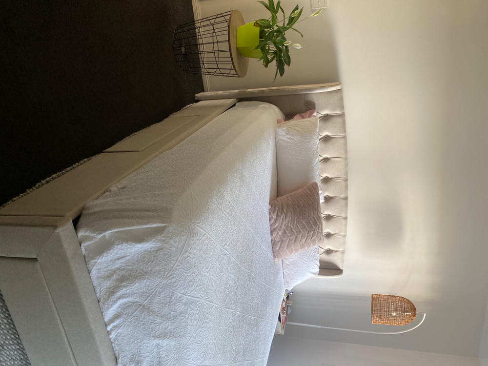 Audrey Beige White Oak Drawer Bed Frame - Customer Photo From Lynda Hall