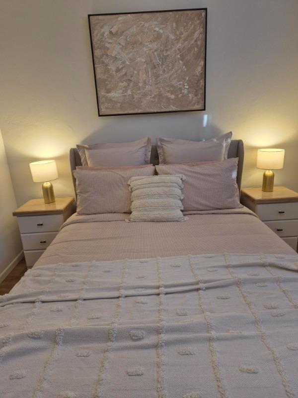 Harlow Beige White Oak Fabric Gas Lift Bed Frame - Customer Photo From Lauren Green