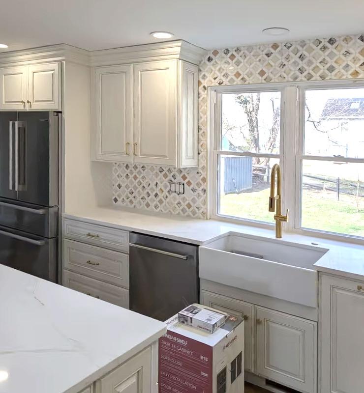 Multi Color Marble Diamond Backsplash Tile - BA6313 - Customer Photo From Megan Sykes