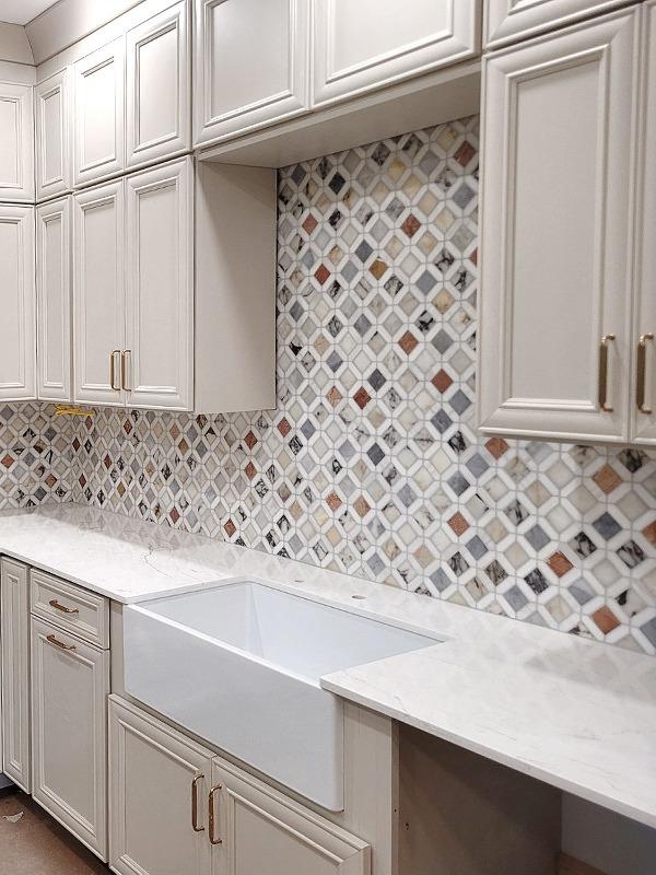 Multi Color Marble Diamond Backsplash Tile - BA6313 - Customer Photo From Taylor Bley