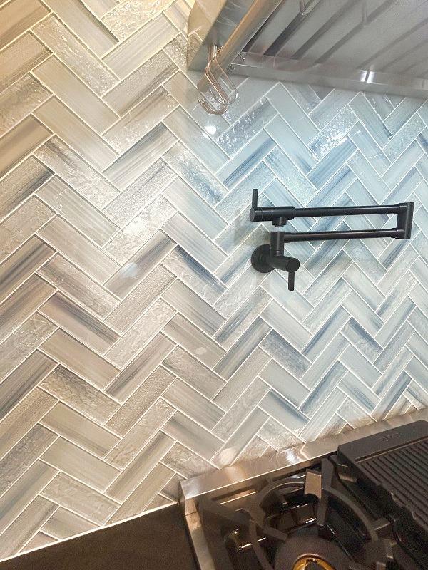 Blue Textured Glass Herringbone Mosaic Tile - BA5507 LOT-A - Customer Photo From Jeanette Nargi