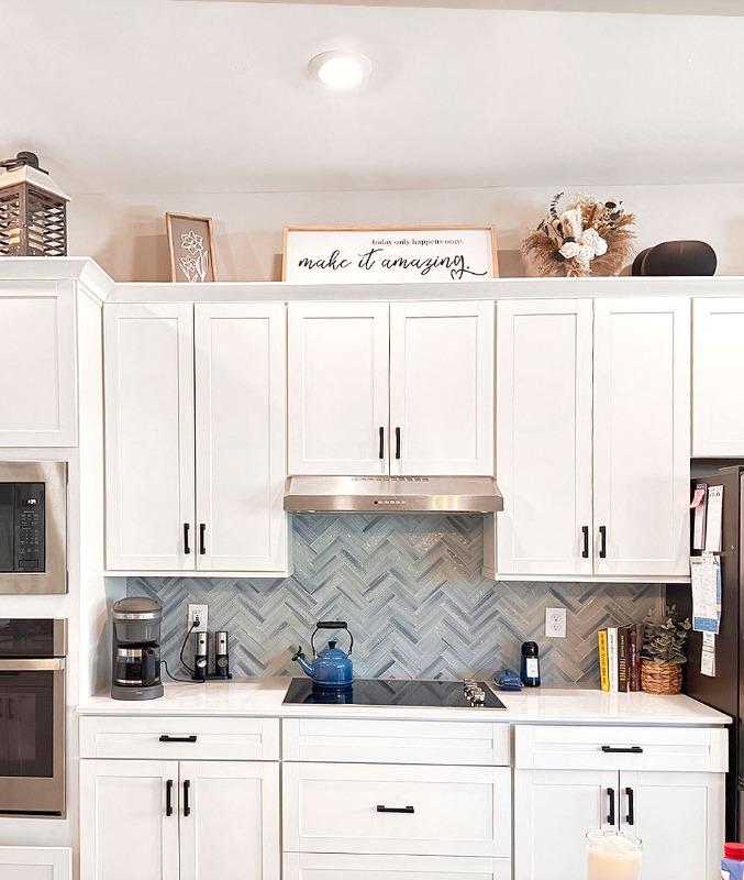 Blue Textured Glass Herringbone Mosaic Tile - BA5507 LOT-A - Customer Photo From Laura Roediger