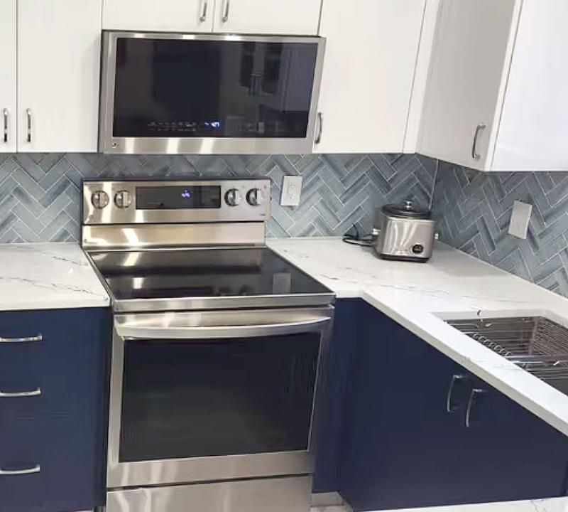 Blue Textured Glass Herringbone Mosaic Tile - BA5507 LOT-A - Customer Photo From Julio Barreiro