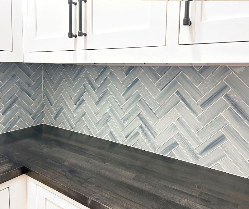 Blue Textured Glass Herringbone Mosaic Tile - BA5507 LOT-A - Customer Photo From Jeanette Nargi