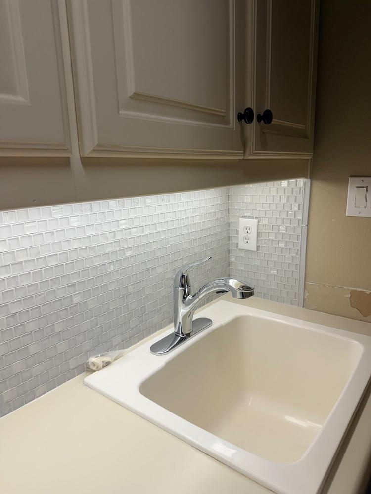 White Shell And Crackle Glass Mosaic Backsplash Tile - BA6705 - Customer Photo From dawn c Bankston