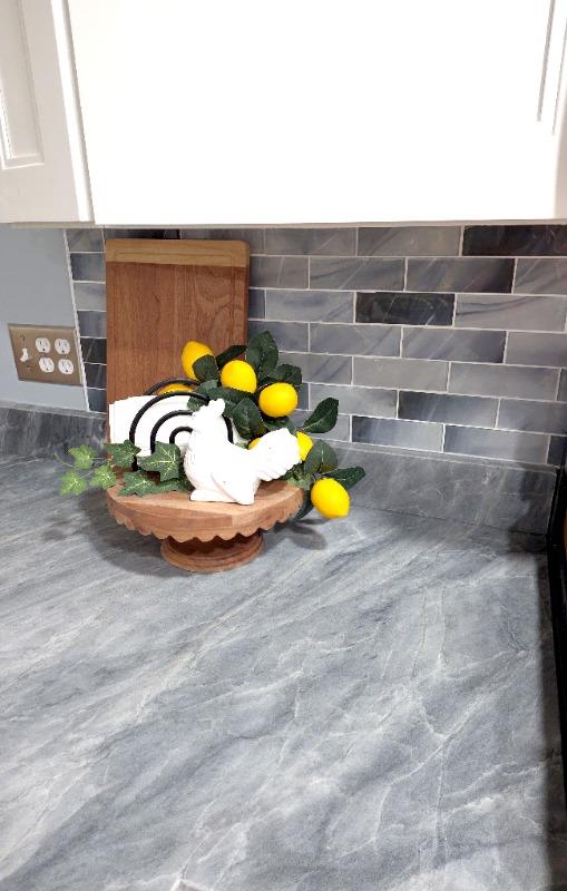 Blue Gray Glass With Sparkle Design Subway Backsplash Tile - BA8010 - Customer Photo From Kara R