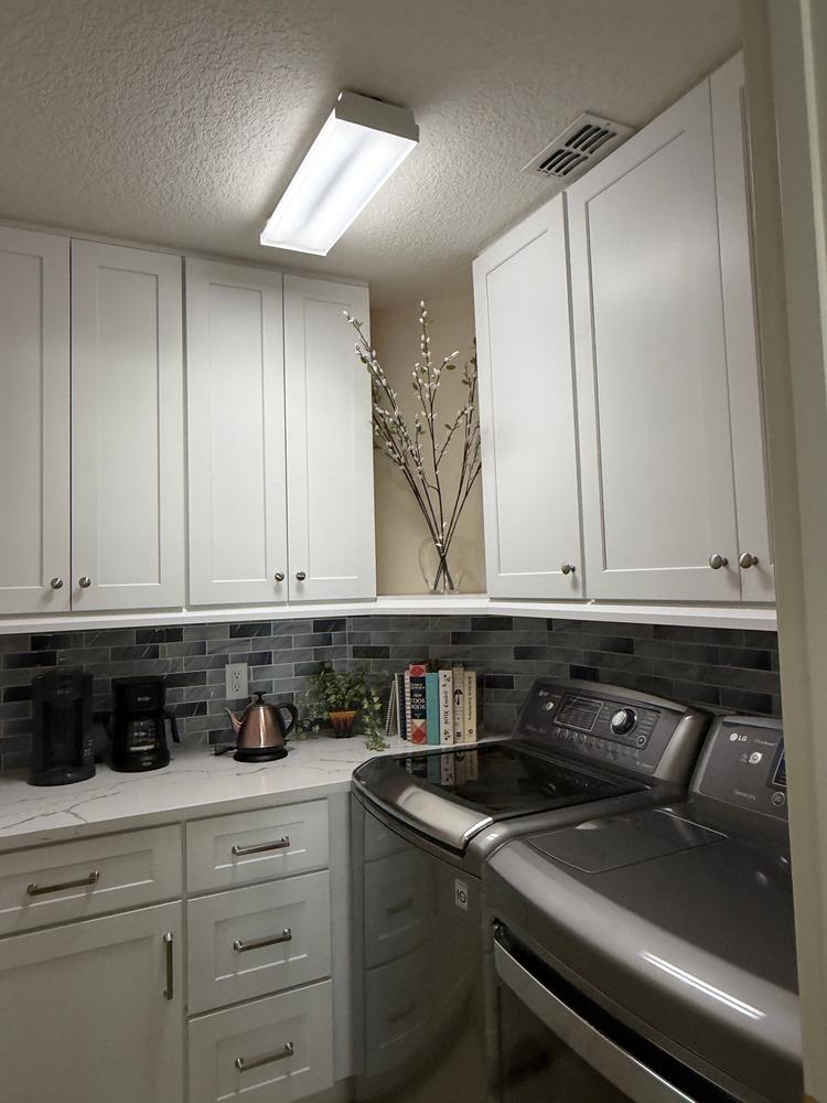 Blue Gray Glass With Sparkle Design Subway Backsplash Tile - BA8010 - Customer Photo From Linda Hackbardt