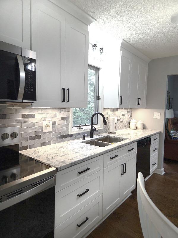 Blue Gray Glass With Sparkle Design Subway Backsplash Tile - BA8010 - Customer Photo From Roxanne Clement