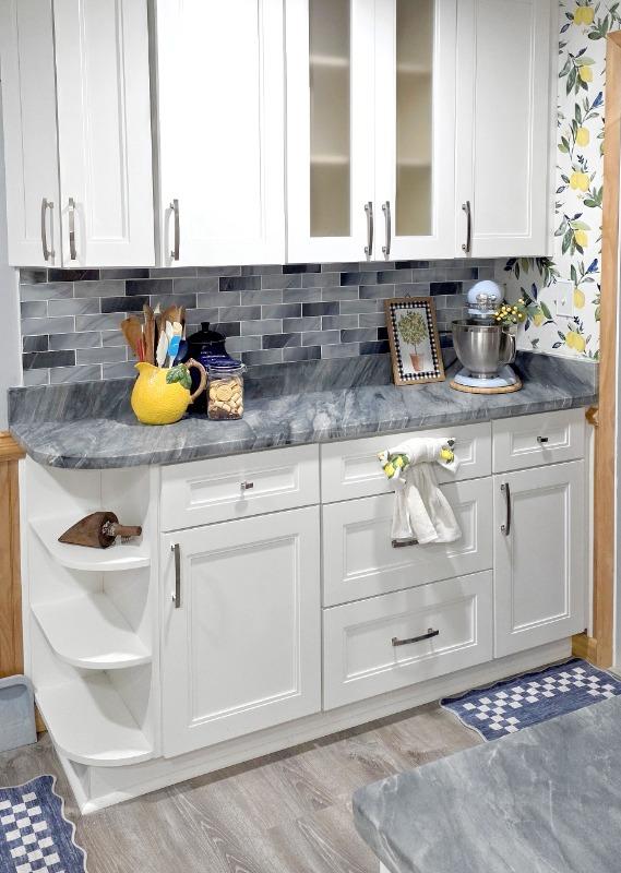 Blue Gray Glass With Sparkle Design Subway Backsplash Tile - BA8010 - Customer Photo From Kara R