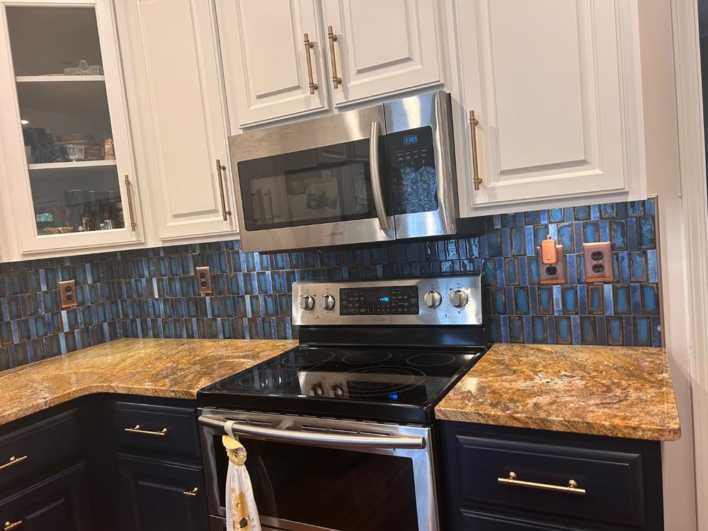 Blue Rustic Glass Backsplash Tile - BA6204 - Customer Photo From Lisa Linville