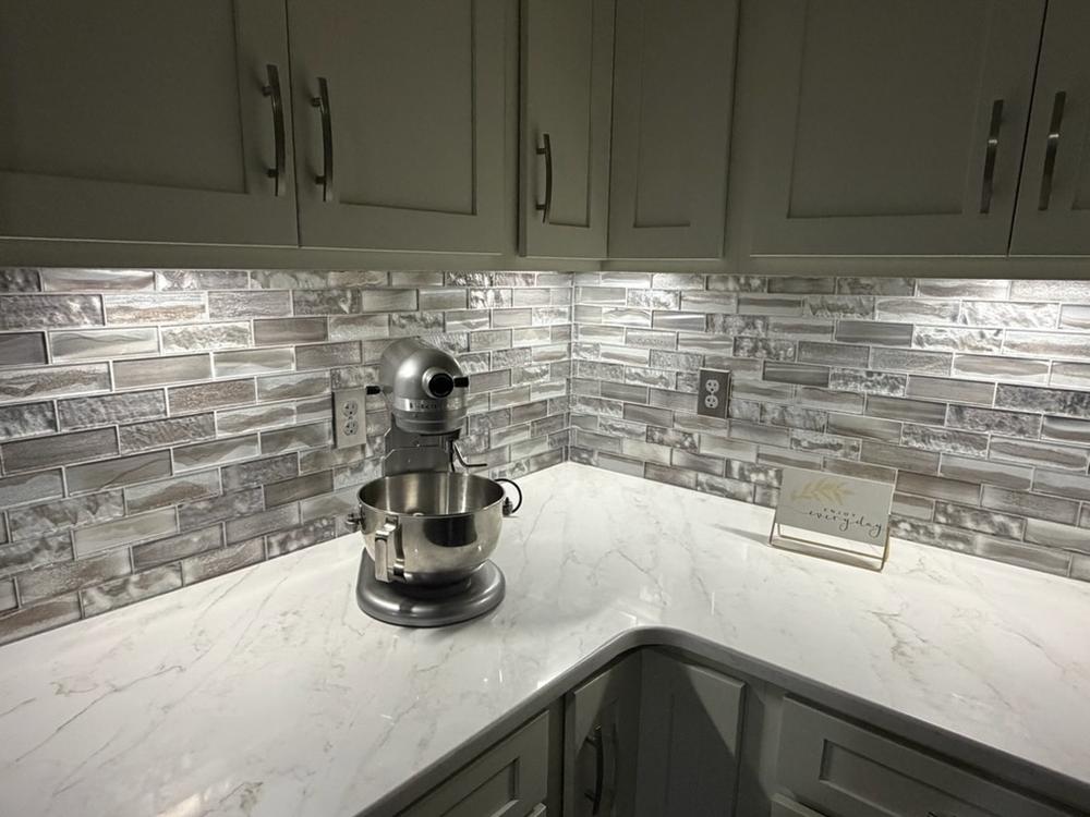Space Brown Subway Glass Backsplash Tile - BA6201 - Customer Photo From Patricia Williams