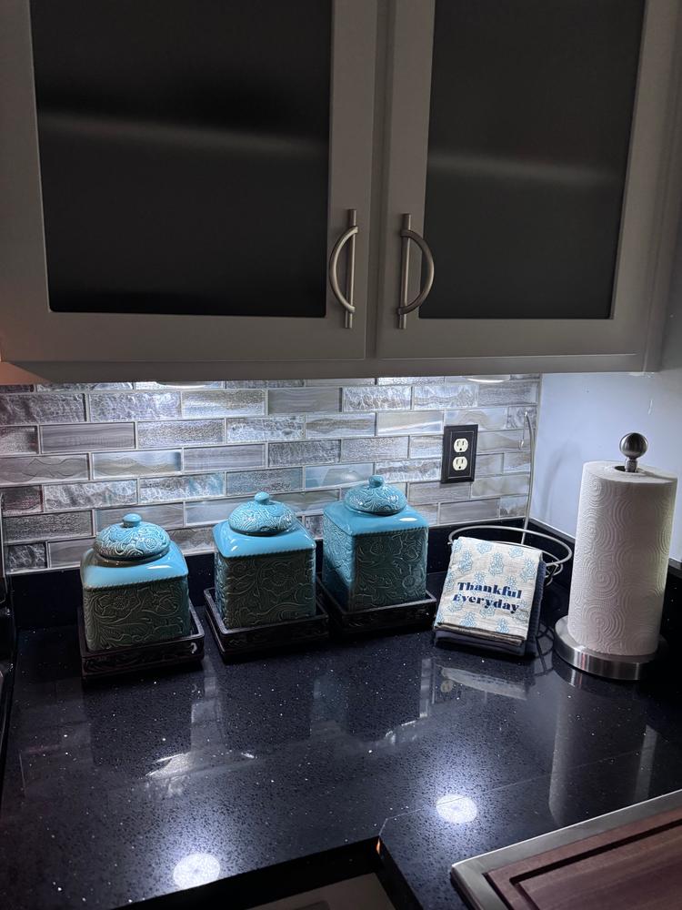 Space Brown Subway Glass Backsplash Tile - BA6201 - Customer Photo From Liz L. James