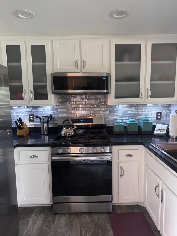 Space Brown Subway Glass Backsplash Tile - BA6201 - Customer Photo From Liz L. James