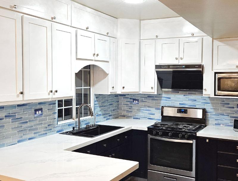 Ocean Blue Textured Glass Subway Tile – BA5507 LOT-C - Customer Photo From David