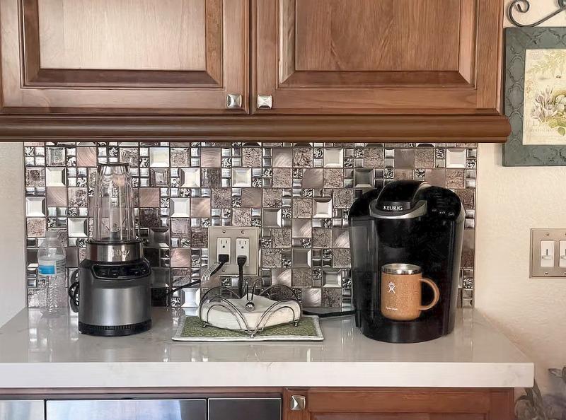 Glass Metal Gray Copper Mosaic Backsplash Tile - BA62010 - Customer Photo From Patty Tambe