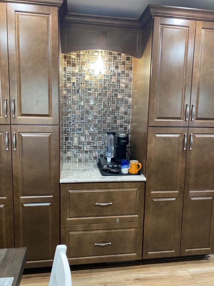 Glass Metal Gray Copper Mosaic Backsplash Tile - BA62010 - Customer Photo From Renee Pondillo