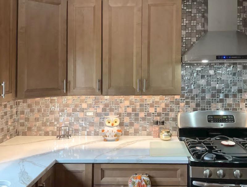 Glass Metal Gray Copper Mosaic Backsplash Tile - BA62010 - Customer Photo From Sandra Samples