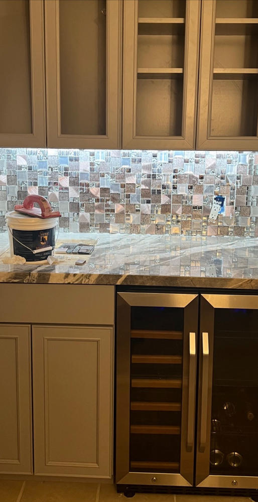 Glass Mosaic Kitchen Backsplash Tile Rose Gold Stainless Steel Metal Tile  1390 Bathroom Decorative Wall Tiles 