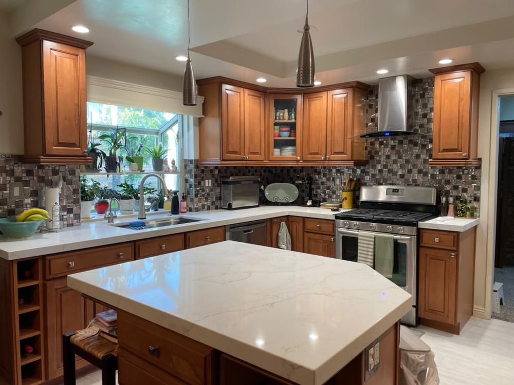 Glass Metal Gray Copper Mosaic Backsplash Tile - BA62010 - Customer Photo From Patty Tambe