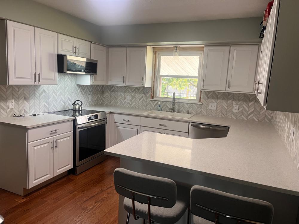 White Modern Marble Chevron tile with Multiple Textures - BA631613 - Customer Photo From Vanessa Lovlie