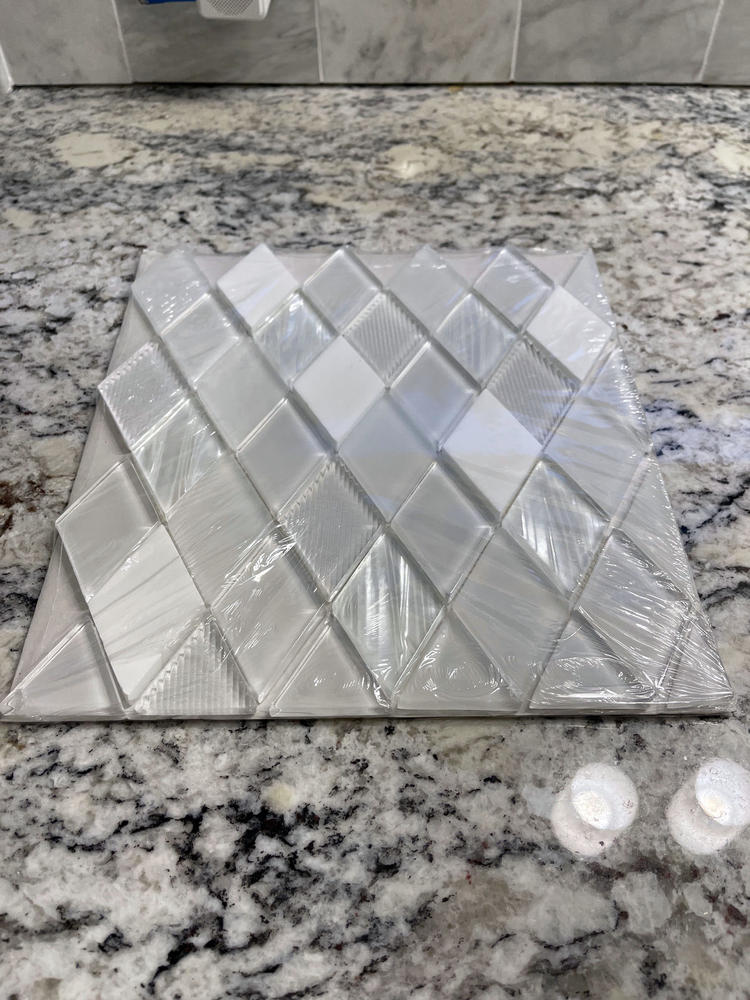 Elegant Shell Glass Marble Rhomboid Mosaic Tile - BA62046 - Customer Photo From Donna W.