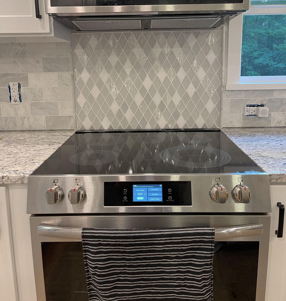 Elegant Shell Glass Marble Rhomboid Mosaic Tile - BA62046 - Customer Photo From Donna W.