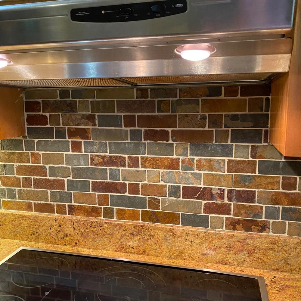 Rusty Brown Slate Mosaic Backsplash Tile - BA1063 - Customer Photo From Rick Gale