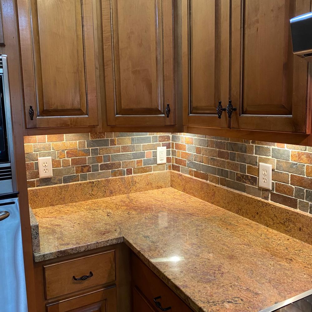 Rusty Brown Slate Mosaic Backsplash Tile - BA1063 - Customer Photo From Rick Gale