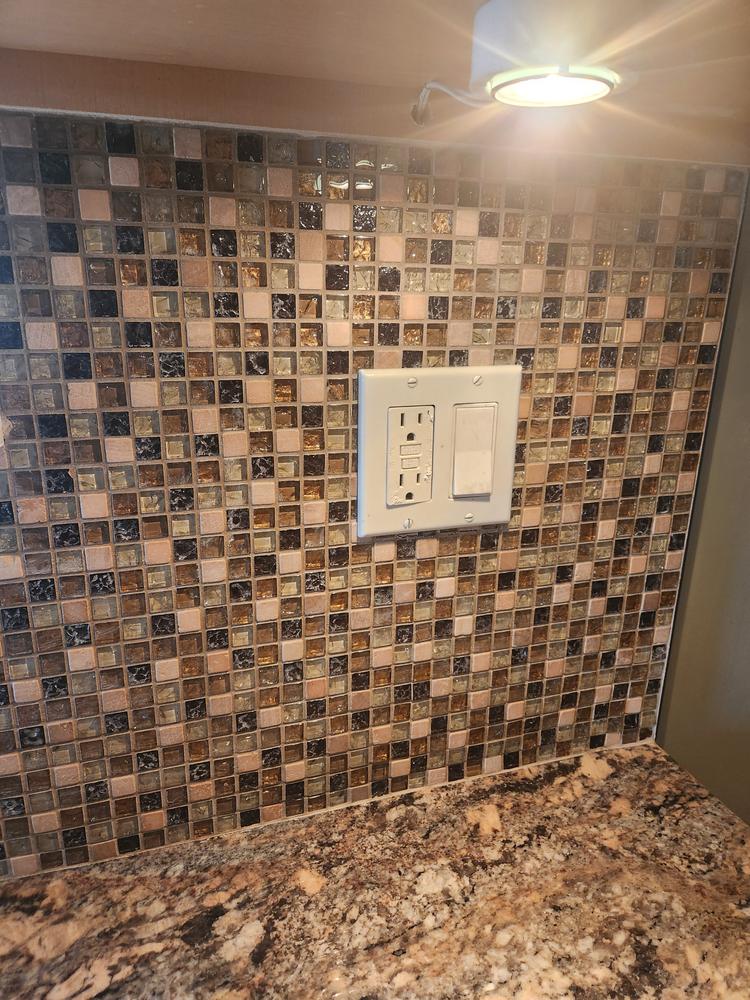 Beige Brown Glass Marble Backsplash Tile for Contemporary Kitchens - BA1163 - Customer Photo From Nancy Rider