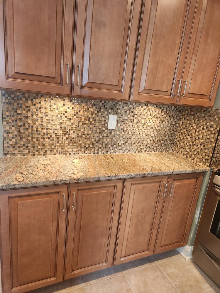 Beige Brown Glass Marble Backsplash Tile for Contemporary Kitchens - BA1163 - Customer Photo From Nancy Rider