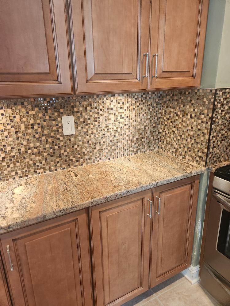 Beige Brown Glass Marble Backsplash Tile for Contemporary Kitchens - BA1163 - Customer Photo From Nancy Rider