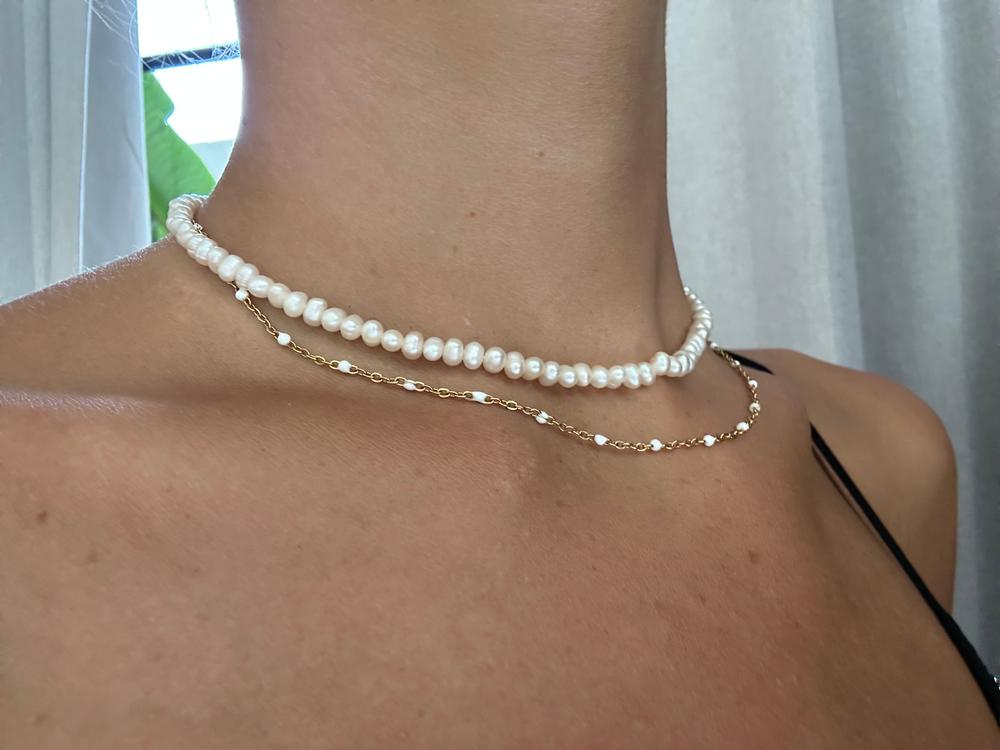 White bead clearance choker