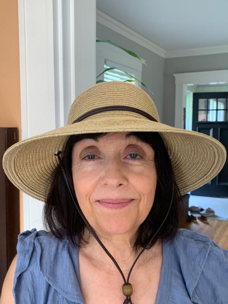 Petite Size Sun Hat with Chin Cord - Boardwalk Style - Customer Photo From carol V.