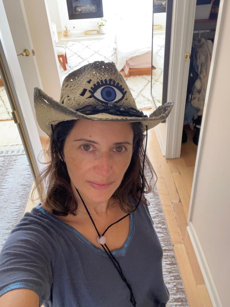 Small Size Macrame Straw Cowboy Hat - Milani Hats - Customer Photo From Stephanie B.