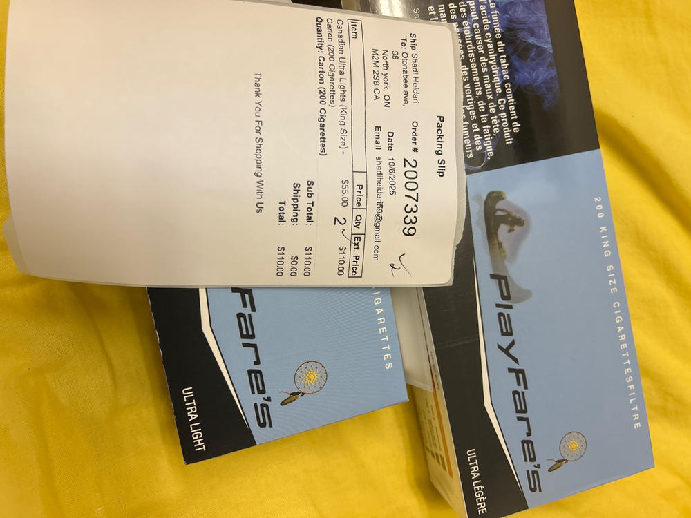 Canadian Ultra Lights (King Size) - Carton (200 Cigarettes) - Customer Photo From Shadi Heidari