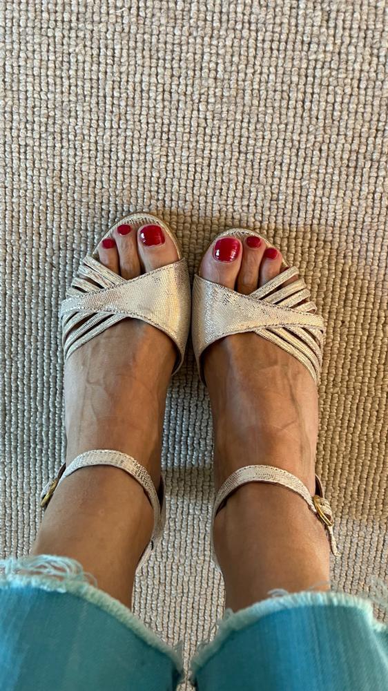 Hermine Lizard metallic goat Champagne - Customer Photo From Vibeke Soerensen