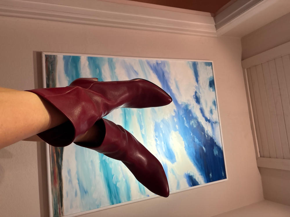 Vully 50 stiletto Soft calf Pomegranate - Customer Photo From Jenn Winters